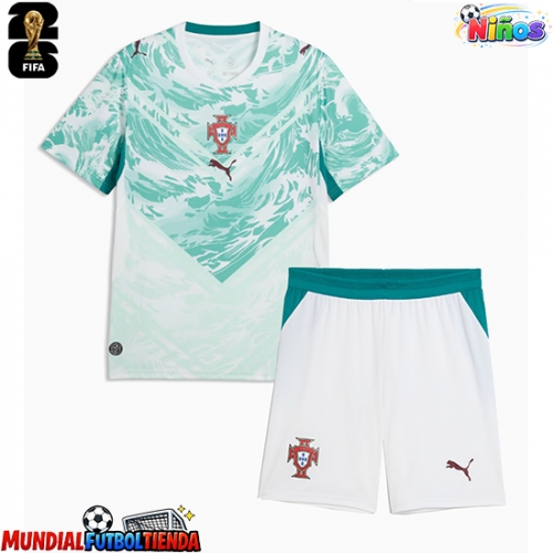 Camiseta Portugal Segunda Equipación Replica Mundial 2026 para niños mangas cortas (+ Pantalones cortos)
